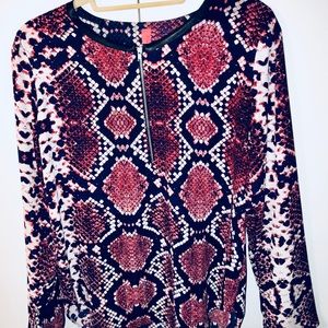 Snake print long sleeve blouse